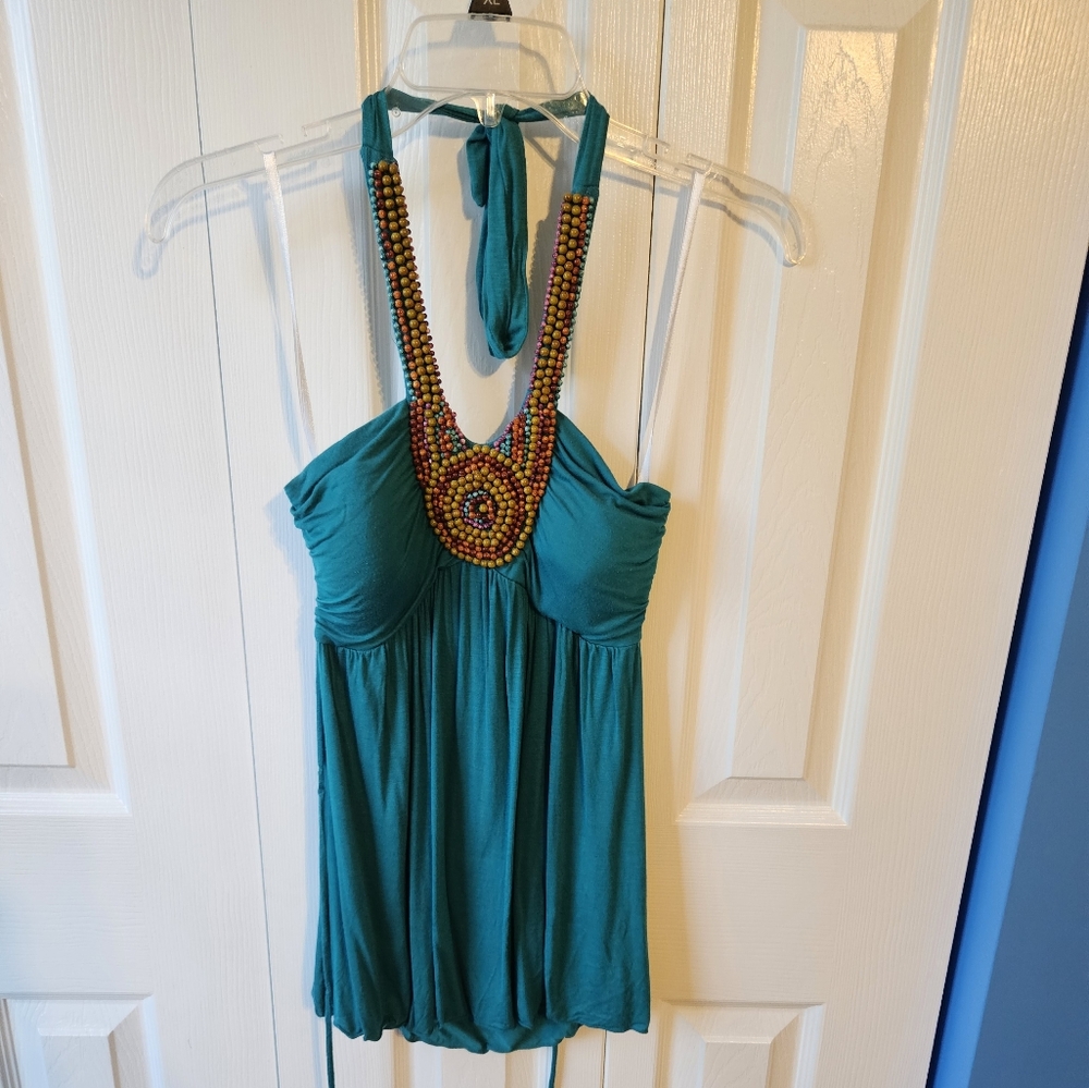 BCX beaded halter top